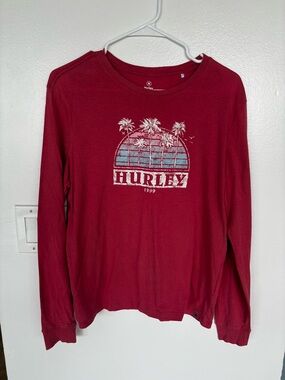 Hurley Salmon Crew Neck Tee with Logo Print